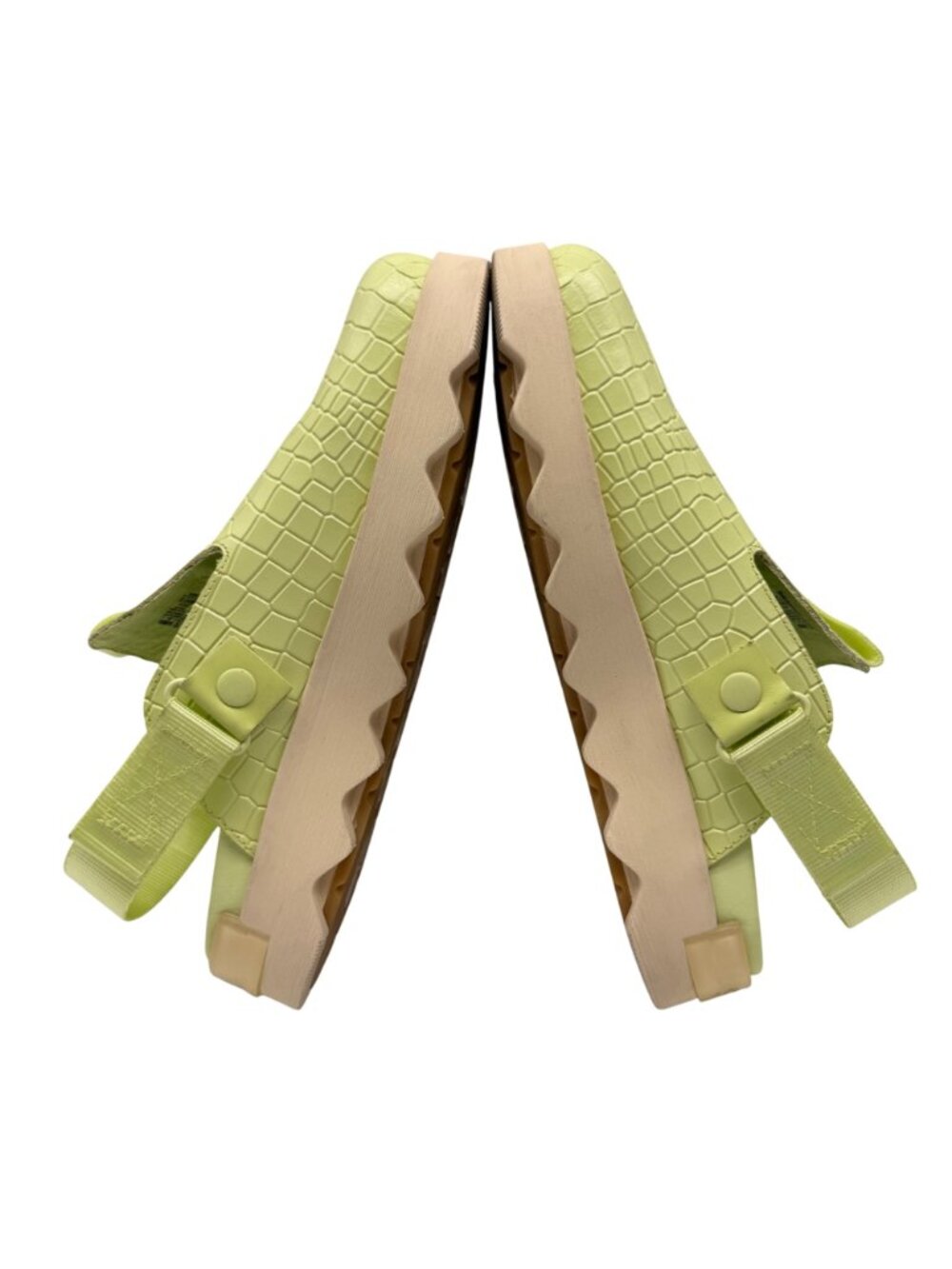 Sorel Viibe Croc Embossed Slip On Leather Clogs in Lime Green/White Women's 8.5 - Picture 6 of 10